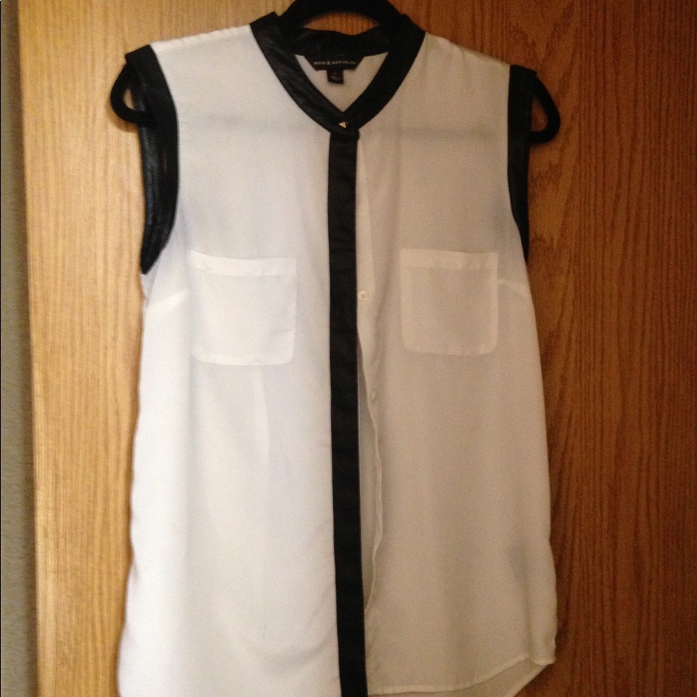 Rock & Republic cream and black shirt
